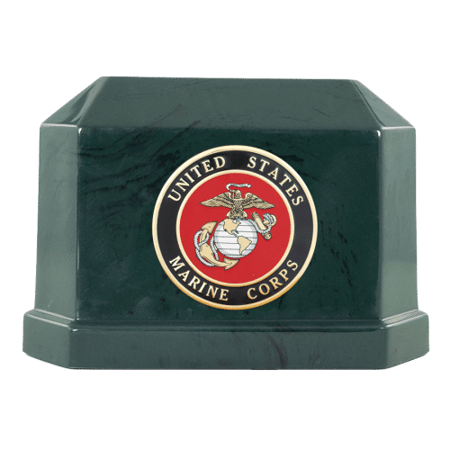 VFC Navarro Green Marble Urn with Marine Corp Emblem