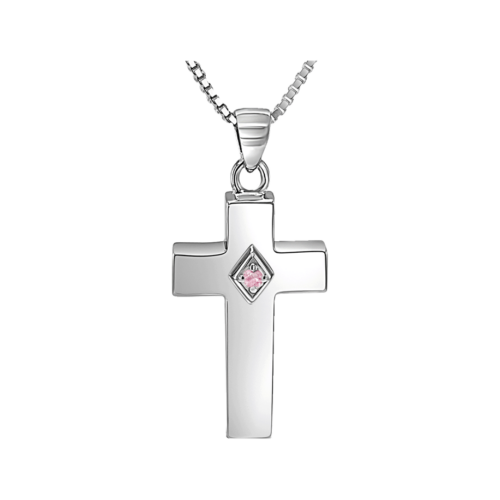 Cross with October Birthstone