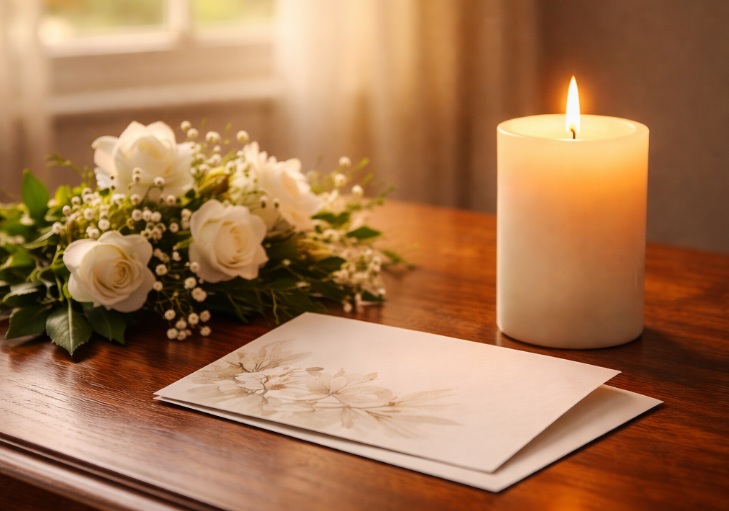 a glowing candle on a wooden table near a sunlit window in Palm Harbor