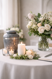 Memorial service display for cremation services at a Palm Harbor FL funeral home 200x300